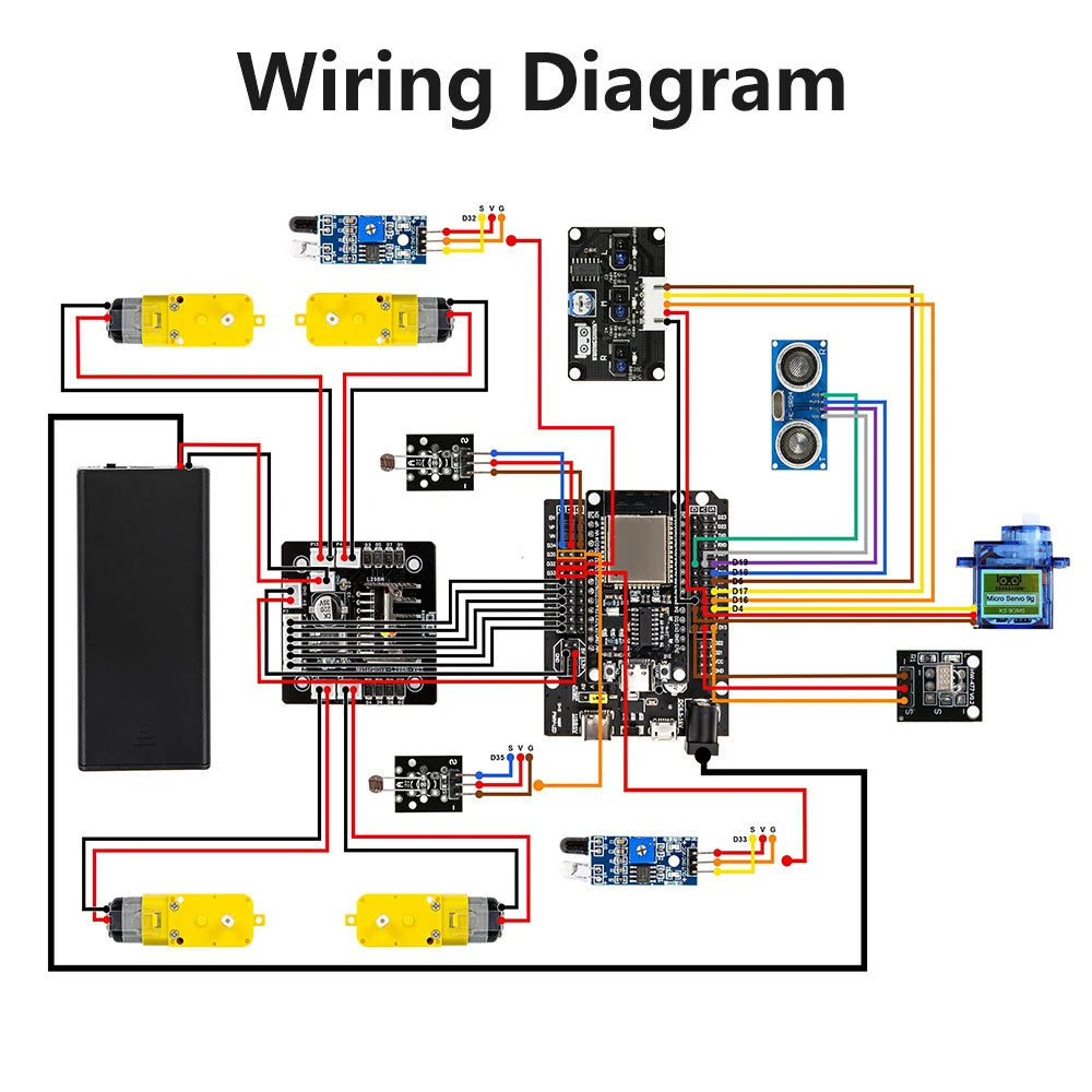 Kit 4WD Smart Robot Car Kit ESP32 para Arduino - Adios Wifi