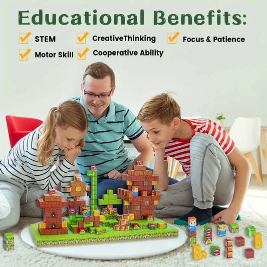 🏗️ Bloques de Construcción Magnéticos (simil Minecraft) - Kit de Arquitectura Creativa para Niños - Adios Wifi